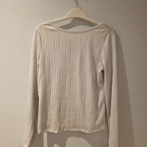 Dynamite Cream Textured Long Sleeve Top